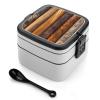 AQRJLPM Double-Layer Bento Box with Spoon and Hidden Handle view 1