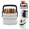 AQRJLPM Double-Layer Bento Box with Spoon and Hidden Handle view 4