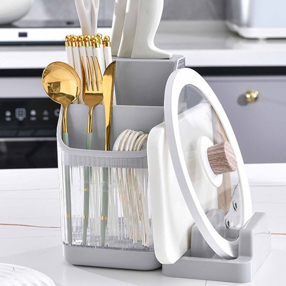 AKLOSIPY Gray Utensil Holder with Drainage