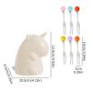 Reusable Fruit Fork Set with Ceramic Storage Jar, White view 2