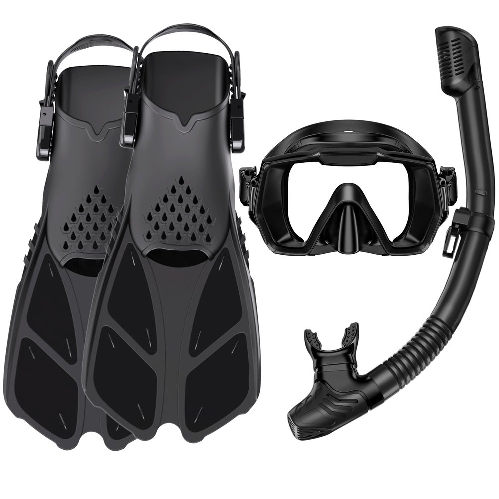 HH HHAO SPORT Adult Snorkel Set with Fins and Dry-Top Snorkel