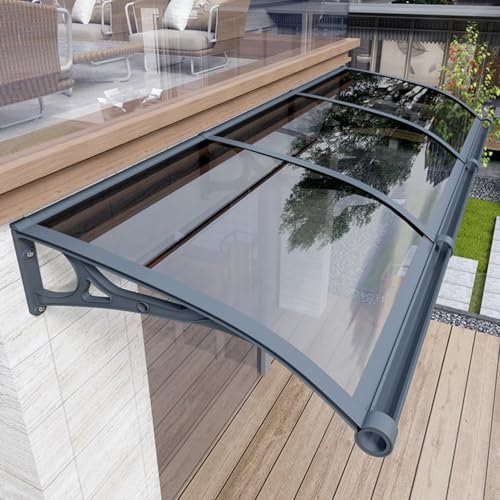Gray Polycarbonate Door Awning with Aluminum Brackets