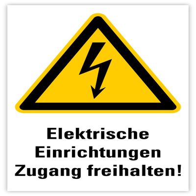 Electrical Equipment—Keep Access Clear! Warning Sticker, ISO 7010 Film | Selectable Size, Made in Germany