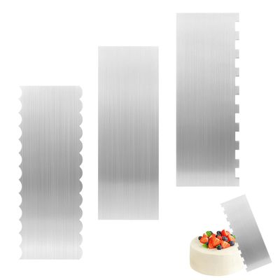 QWORK 3-Piece Cake Scraper Set, 22 cm Stainless Steel