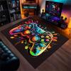PEIHUODAN 3D Gaming Gamepad Rug with Neon Splatter Design, Thick-Pile Non-Slip Carpet for E-Sports Bedrooms, Teens and Kids, Color 2, 80 x 120 cm view 1