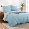 Aisbo 3-Piece Duvet Cover Set 200 x 220 cm, Light Blue and Beige, Reversible Microfiber Bedding with Zipper view 2