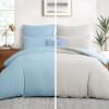 Aisbo 3-Piece Duvet Cover Set 200 x 220 cm, Light Blue and Beige, Reversible Microfiber Bedding with Zipper view 3