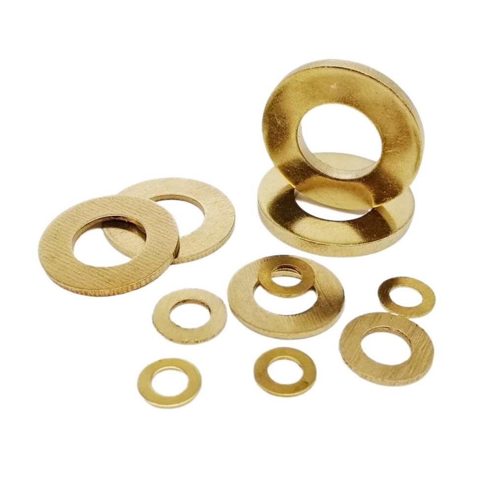 CSFFA GB97 DIN125 Solid Brass Flat Washers for M2–M12 Bolts, 10/50 Pieces