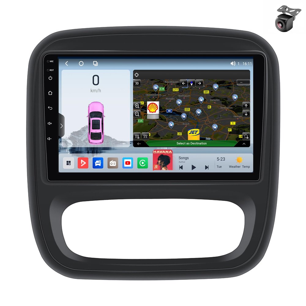 Android 14 Car Stereo for Renault Trafic 3 2014–2021 and Opel Vivaro B 2014–2018, 9-inch Capacitive Touchscreen GPS Navigation, Radio, SWC, RDS, CarPlay, Android Auto (M600S 8-Core 6+128GB)