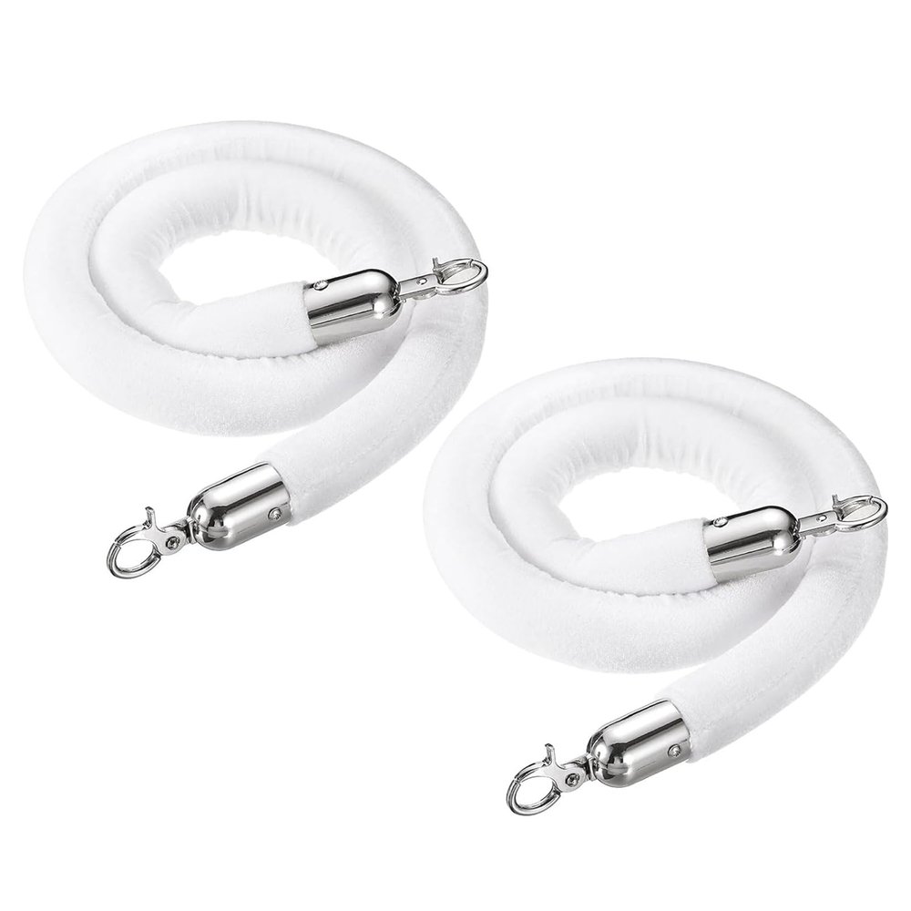 GOUZIBHD 2-Pack Velvet Stanchion Ropes, 6 ft/185 cm, Silver Hooks