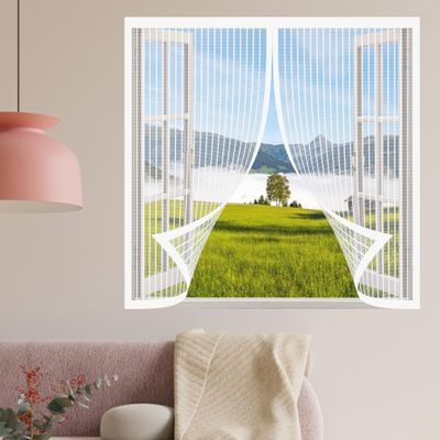 Fly Screen for Windows 50 x 60 cm, Insect Protection with Frame, No Drilling, for Indoor and Outdoor Use, White