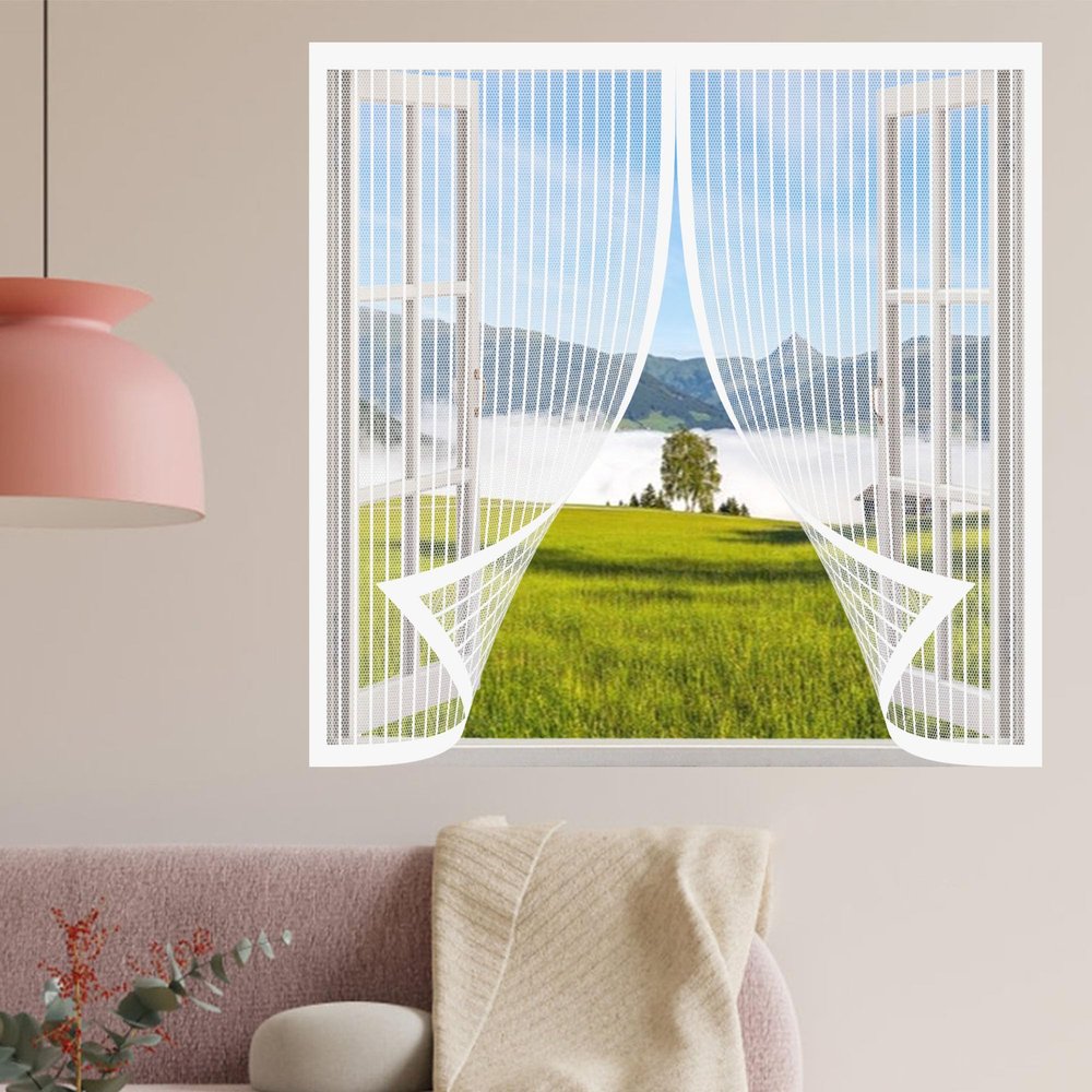 Fly Screen for Windows 50 x 60 cm, Insect Protection with Frame, No Drilling, for Indoor and Outdoor Use, White