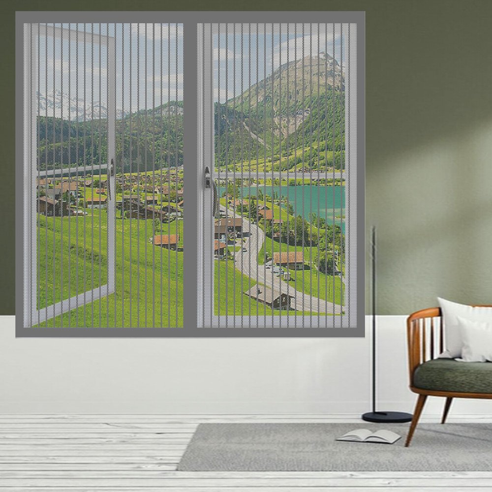 Magnetic Insect Screen for Windows, 85 x 95 cm, Gray