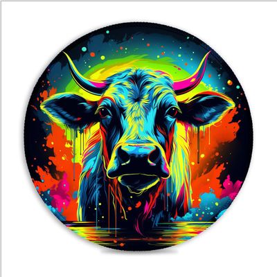 CHTXD Gaming Mouse Pad, Psychedelic Buffalo, Round 30 x 30 cm