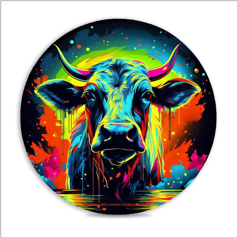 CHTXD Gaming Mouse Pad, Psychedelic Buffalo, Round 30 x 30 cm