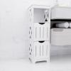 HUOLE Bathroom Cabinet with Toilet Brush, 30 x 30 x 89 cm, White view 3