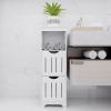 HUOLE Bathroom Cabinet with Toilet Brush, 30 x 30 x 89 cm, White view 4