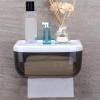 Tissue Holder Box, No-Drill Toilet Paper Storage Box, Black view 2
