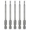 QUARKZMAN 5-Piece T8 Torx Bit Set, 1/4-Inch Hex Shank, 80 mm Long, Magnetic, No-Hole Tip view 1