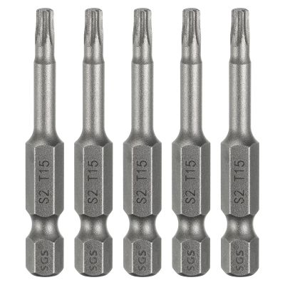 QUARKZMAN 5-Piece T15 Torx Bit Set, 1/4-Inch Hex Shank, 50 mm, Magnetic