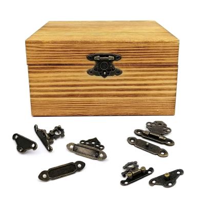 6-Piece Vintage Antique Brass Bronze Toggle Latch Hasps with Screws, B 28 x 23 mm