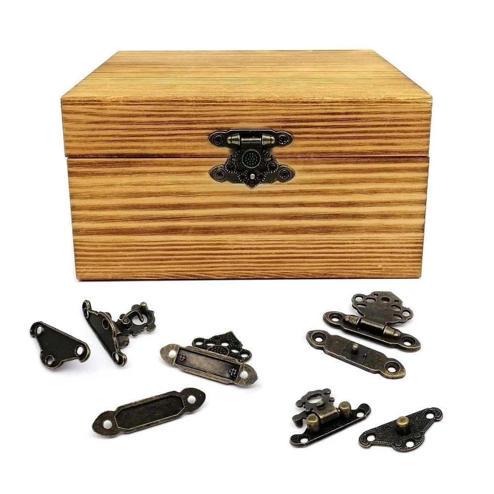 6-Piece Vintage Antique Brass Bronze Toggle Latch Hasps with Screws, B 28 x 23 mm