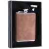 Personalized Flask Gift Set for Men, 8 oz, 304 Stainless Steel, Engraved Golf Symbol, Brown view 2