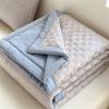 ZHUIYUAN Lightweight Summer Quilted Bedspread, Gray + Blue, 150 x 200 cm view 1