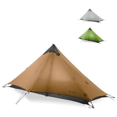 3F UL Gear Lanshan 1/2 Ultralight Backpacking Tent, 759.8 g, 15D Silicone Fabric, 5000+ mm Waterproof, 3/4-Season, 1/2-Person, Khaki