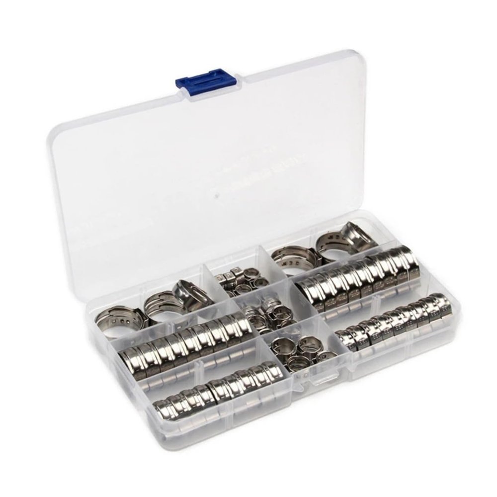 PRETYZOOM 80-Piece Stainless Steel Crimp Hose Clamp Set