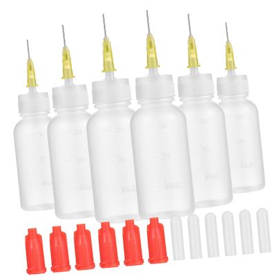 Precision Needle Bottles for Glue, 6-Pack, 30 mL Plastic