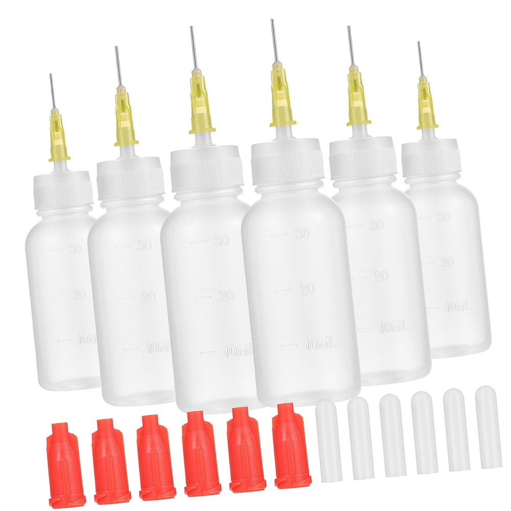 Precision Needle Bottles for Glue, 6-Pack, 30 mL Plastic