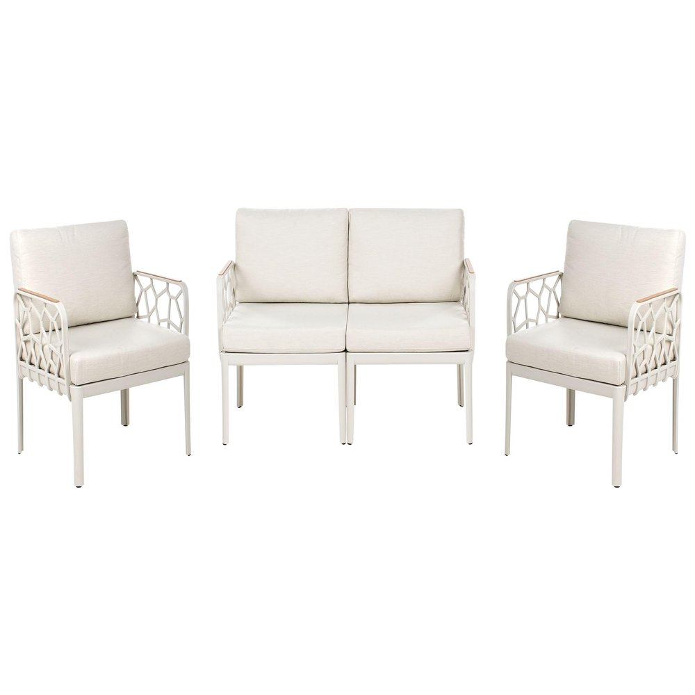 Beliani Eriche 3-Piece Light Beige Plastic Lounge Set
