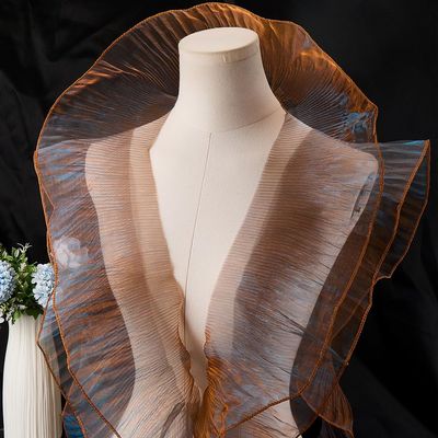 GORGECRAFT Pleated Ruffled Lace Trim, Camel, 9 m x 12.7 cm