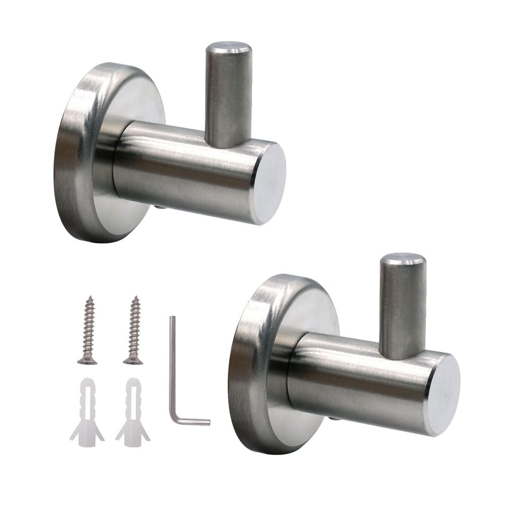 pangutheos 2-Pack Coat Hooks, Drill-Mount Towel Hooks