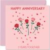 Stuff4 5th Anniversary Card for Partner, Husband, Wife, Boyfriend or Girlfriend, Love Heart Rose Design view 1