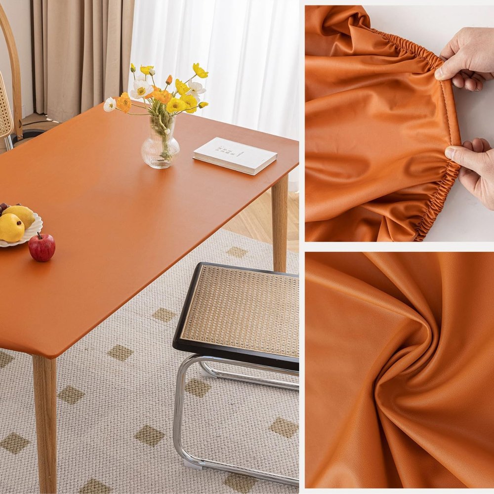 Morbuy Orange Washable Tablecloth for Dining Table, Waterproof and Stain-Resistant, 90 x 140 cm
