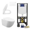 Creavit Wall-Hung Toilet Set, White, Rim-Off Rimless, 48.5 cm, Soft-Close Seat, Concealed 3/6 L Cistern view 1