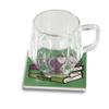 Half Moon Bay Coffee and Books Ceramic Stoneware Coaster, 4 in, Green and Purple view 2
