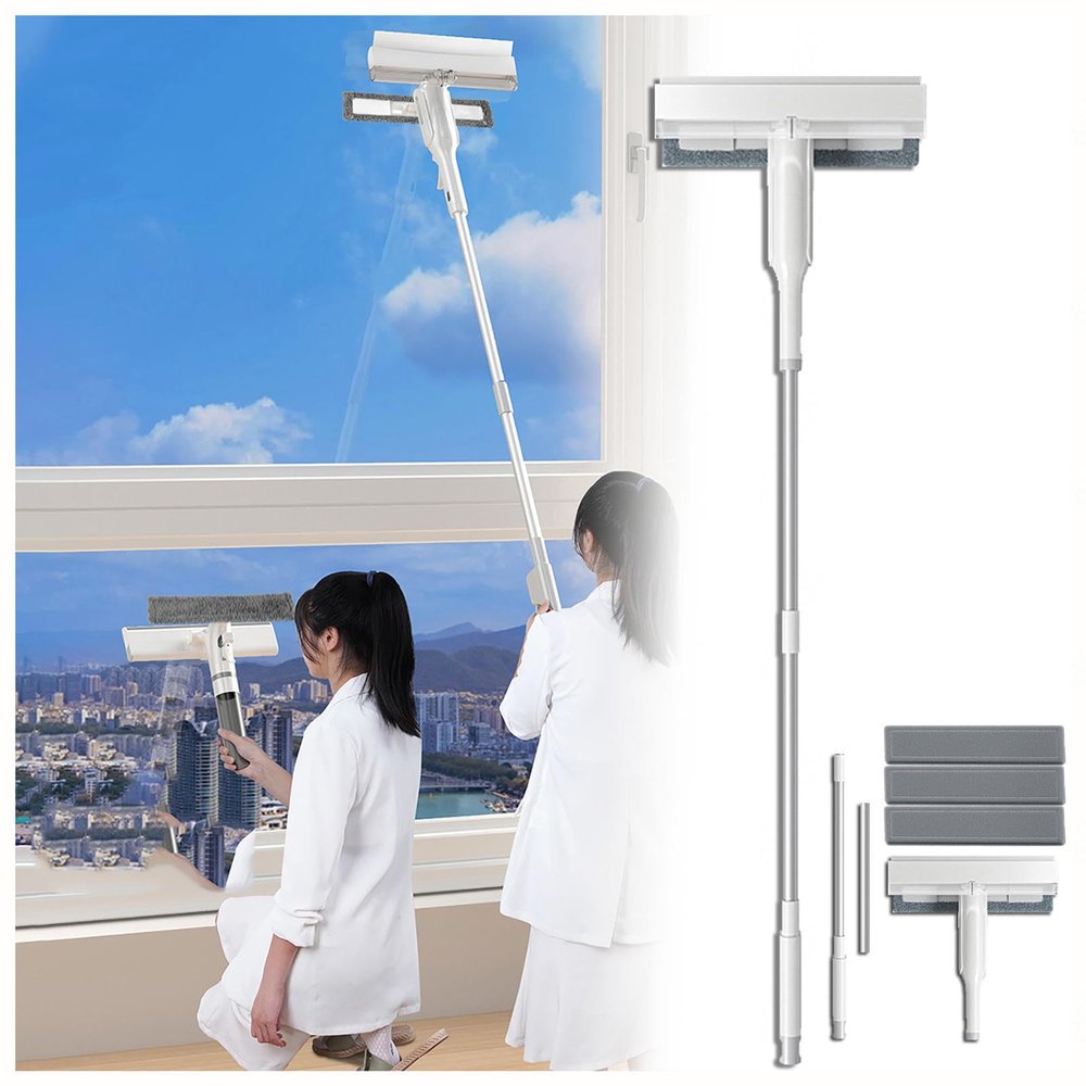 HJXBD888 4-in-1 Spray Window Squeegee with Telescopic Handle