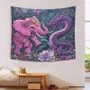 Mexican Art Wall Hanging Tapestry, Pink Elephant Fighting a Purple Dragon, 3D Home Decor, 100 x 150 cm view 3