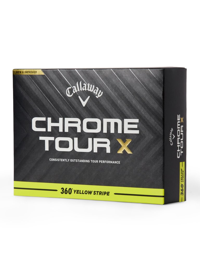 Callaway Chrome Tour X 360 Stripe Golf Ball, Yellow
