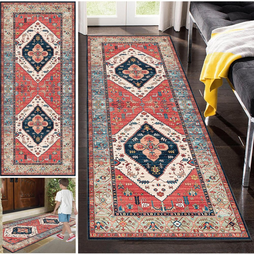 Long Hallway Runner Rug, Washable, Non-Slip, 120 x 160 cm