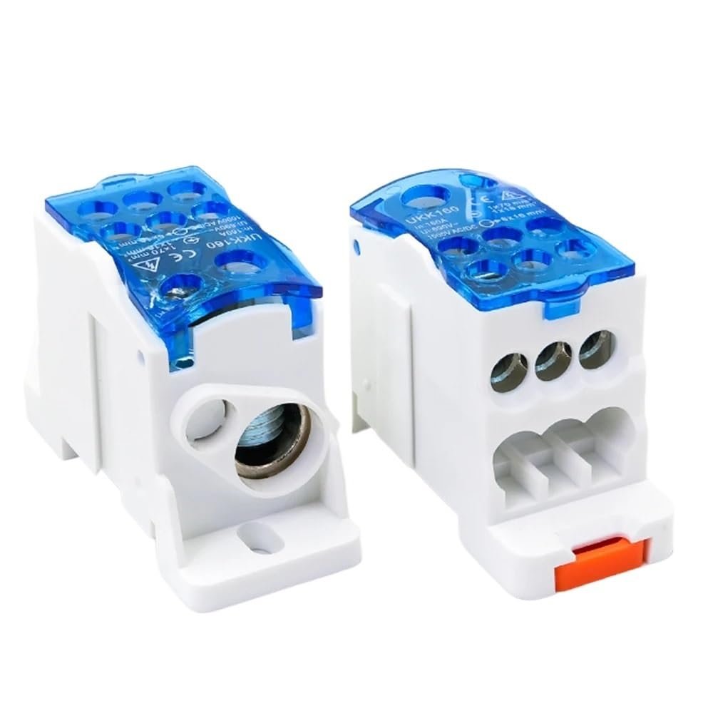 VWWJCCRO 1-Piece UKK160A DIN Rail Terminal Block, 1-In/6-Out Power Distribution Block