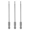 QUARKZMAN 3-Piece TT8 Security Torx Bit Set, 100 mm Long, 1/4 in. Magnetic Hex Shank, S2 Steel view 1
