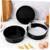 SOLUSTRE 3-Piece Round Cake Pan Set, Carbon Steel and Paper, Black view 4