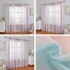 2-Piece Set of Semi-Sheer Gradient Voile Tab-Top Curtains, 180 x 180 cm, Pink/Purple/Blue view 2