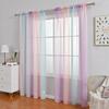 2-Piece Set of Semi-Sheer Gradient Voile Tab-Top Curtains, 180 x 180 cm, Pink/Purple/Blue view 3