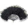 HKYBCF Feather Dance Fan, Folding Fan, 1 Pc, Fairy Dance, Wedding and Party Decoration (Black) view 1