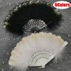 HKYBCF Feather Dance Fan, Folding Fan, 1 Pc, Fairy Dance, Wedding and Party Decoration (Black) view 2